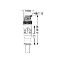 Cable Assembly, A Code - M8 3pins A code male straight molded cable, unshielded, PVC, -10°C~+80°C, 24AWG 0.25mm²